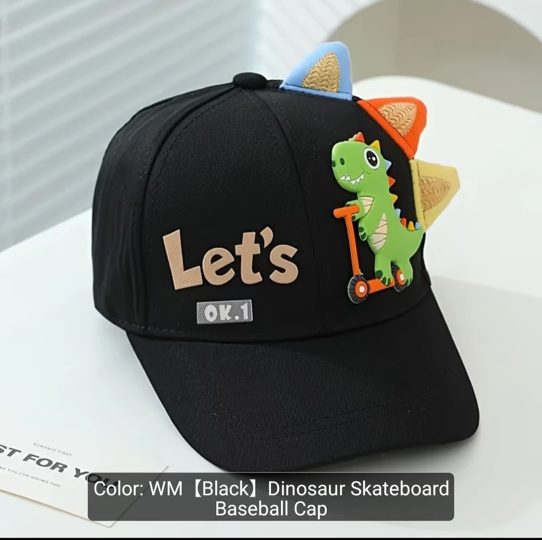 Kids Dinosaur Skateboard Baseball Cap