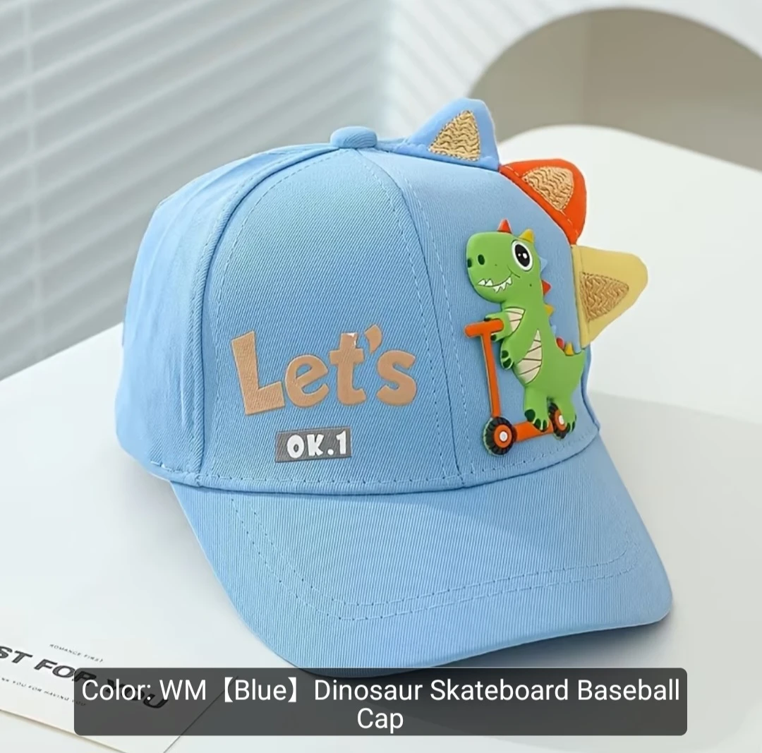 Kids Dinosaur Skateboard Baseball Cap - photo 2