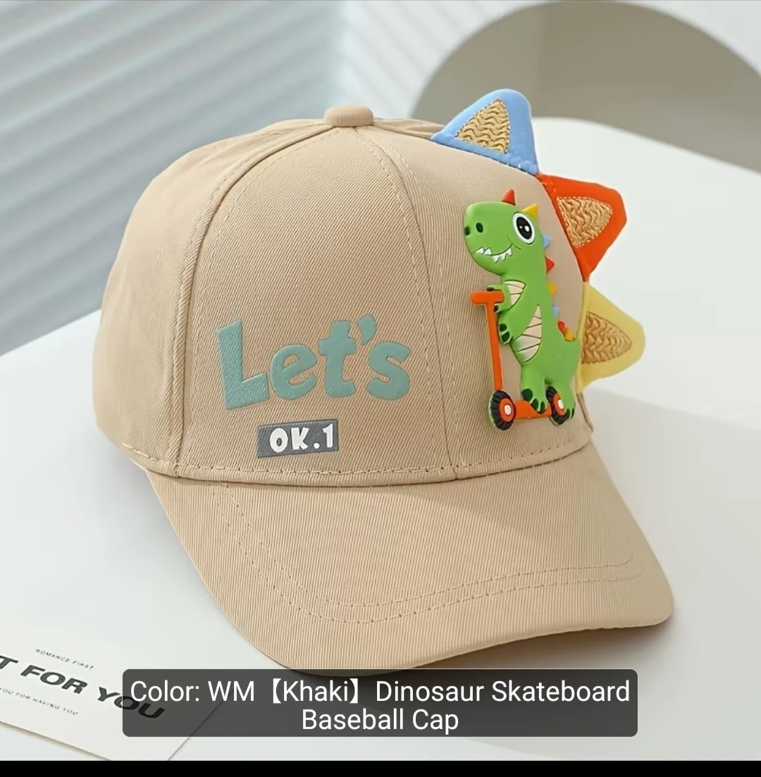 Kids Dinosaur Skateboard Baseball Cap - photo 3
