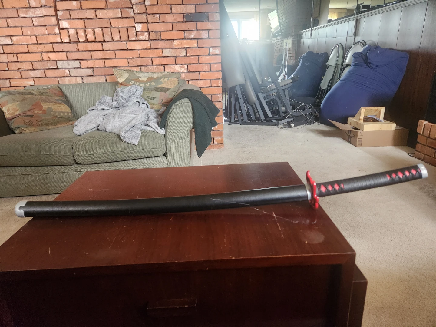 Replica Katana Sword with leather sheath.