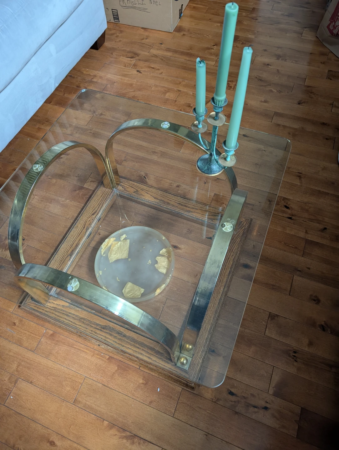 Heavy thick glass coffee table