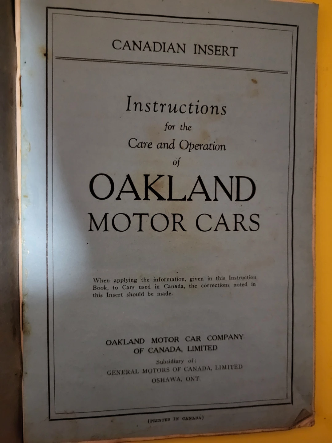 Oakland Six Motor Cars Instruction Manual - Twelfth Edition - photo 3