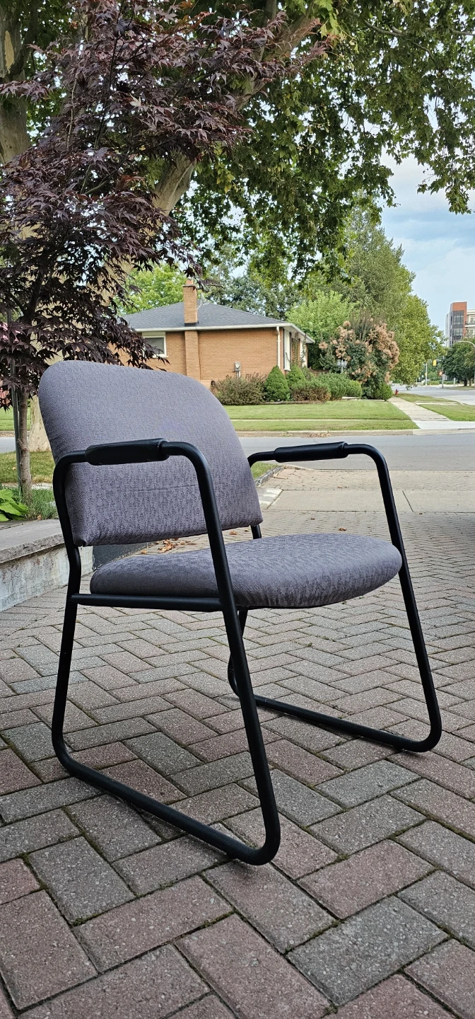 Grey upholstered office chair