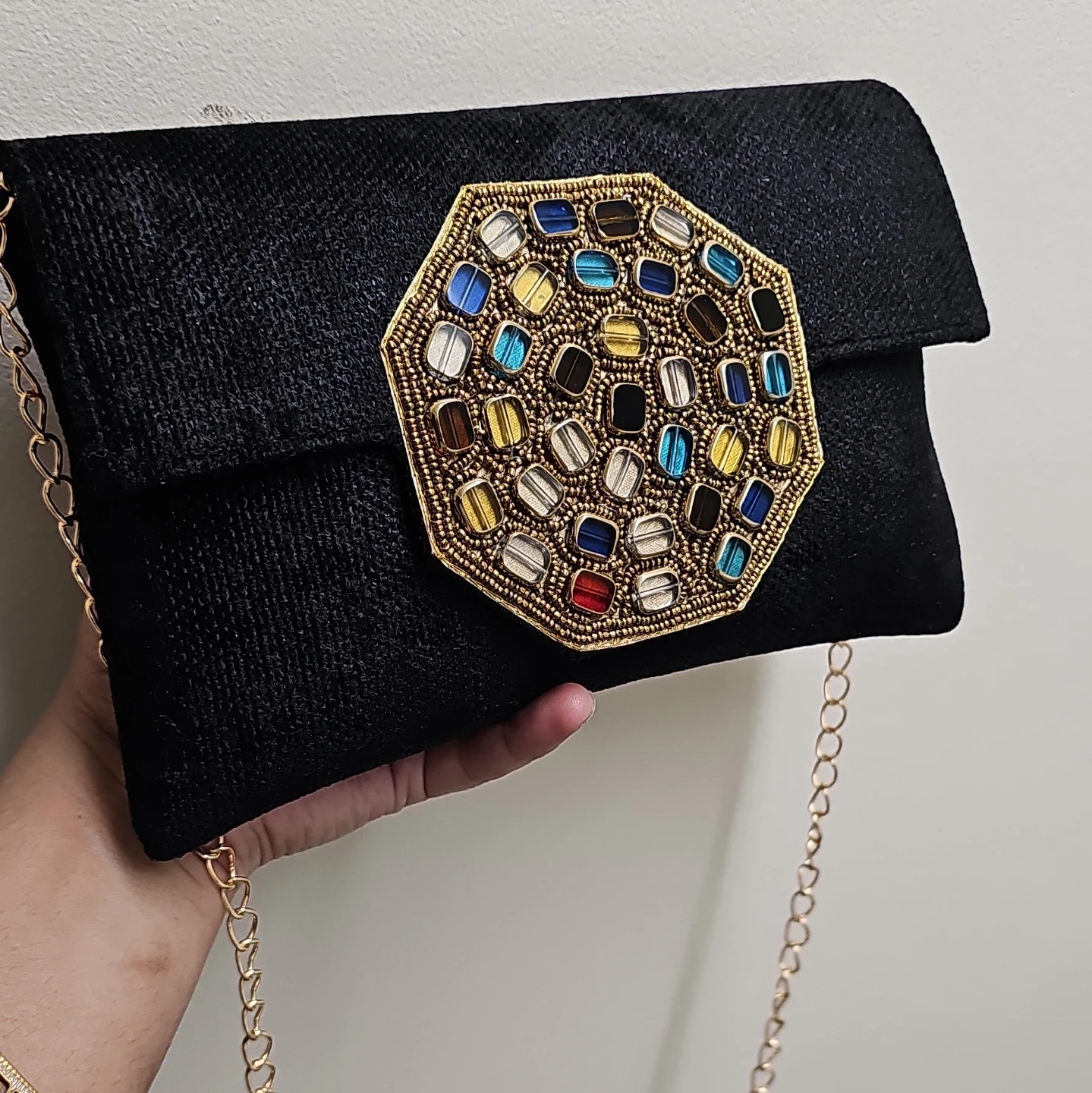 Black Clutch with Embellished Front - photo 3