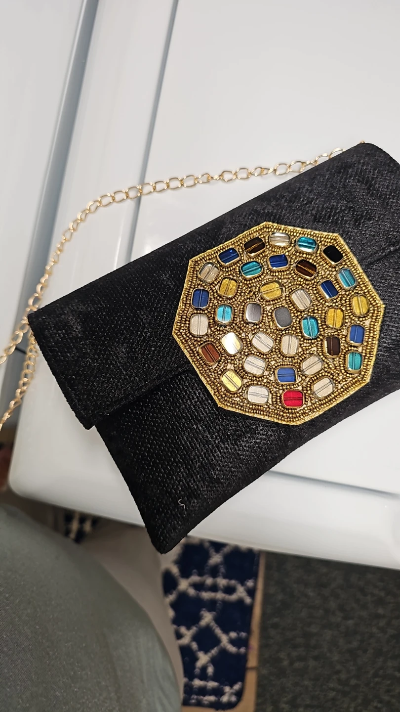 Black Clutch with Embellished Front - photo 4