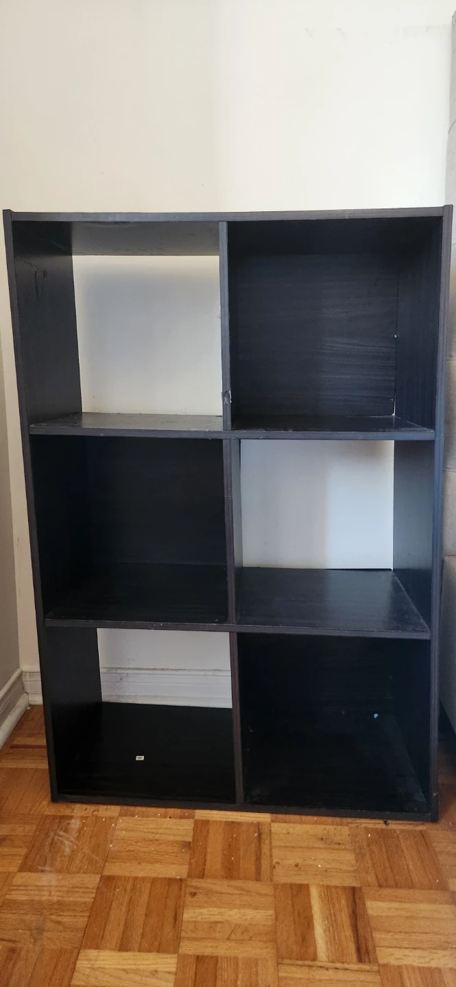 Black 6-Cube Storage Shelf, size 36"H 24"W