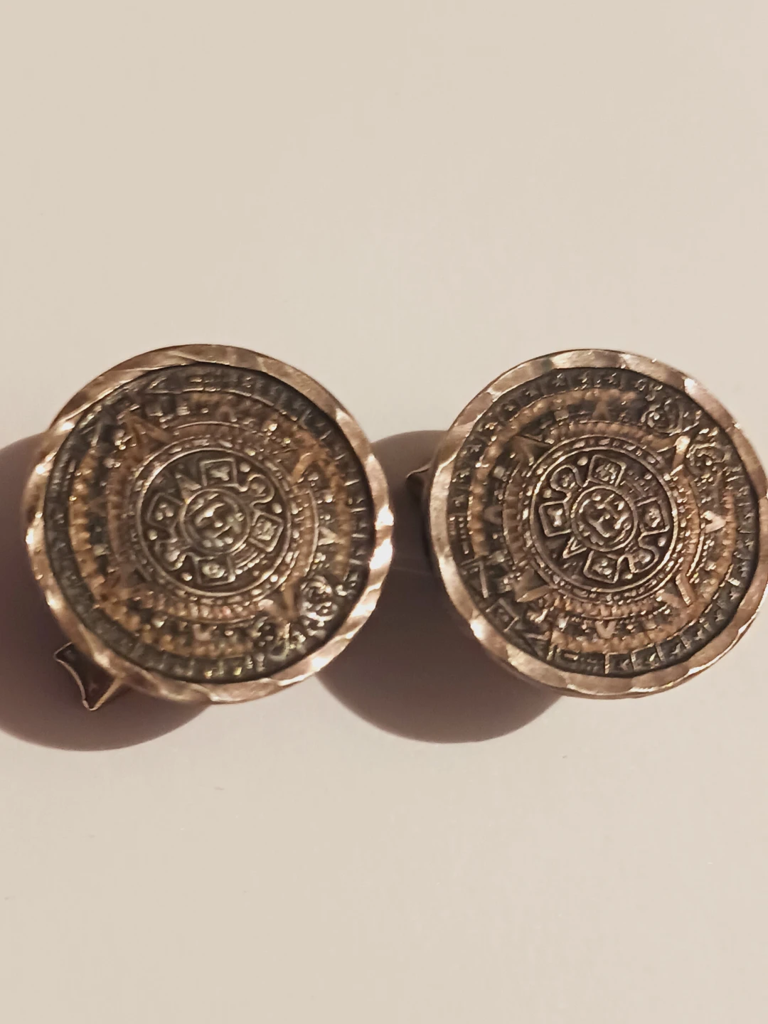 Sterling Silver 925 Aztec Calendar Cufflinks