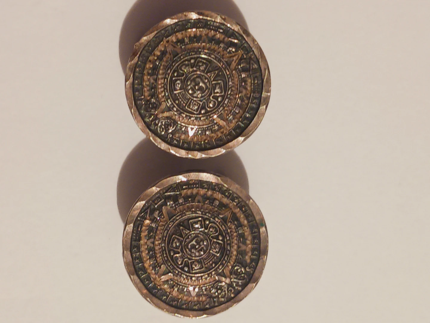 Sterling Silver 925 Aztec Calendar Cufflinks - photo 3