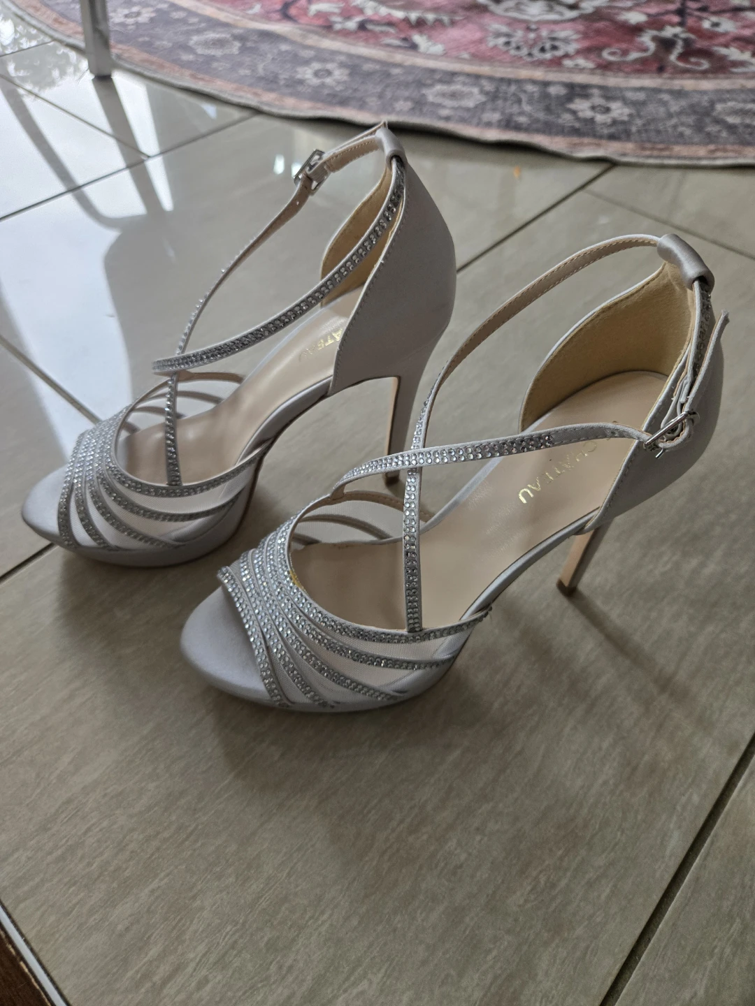 Le Chateau Silver Embellished Heels