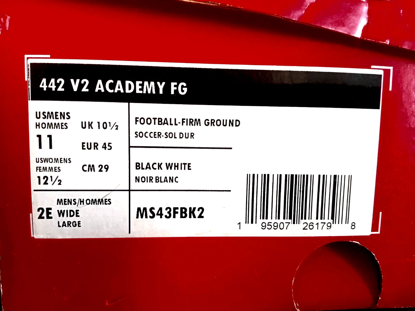 New Balance 442 V2 Academy FG Football Boots Black Size 11 Mens - photo 2