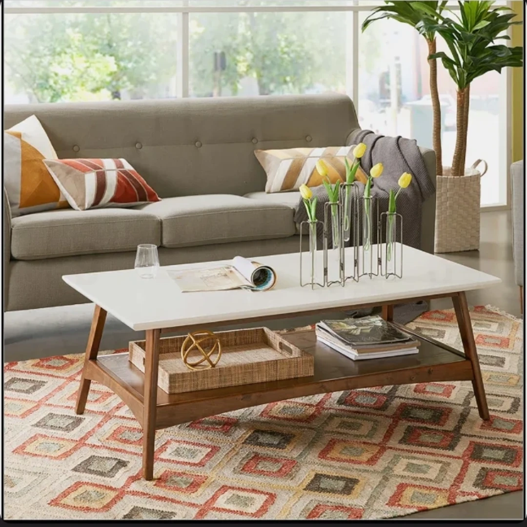 Mid-Century Modern Wood Coffee Table in Pecan