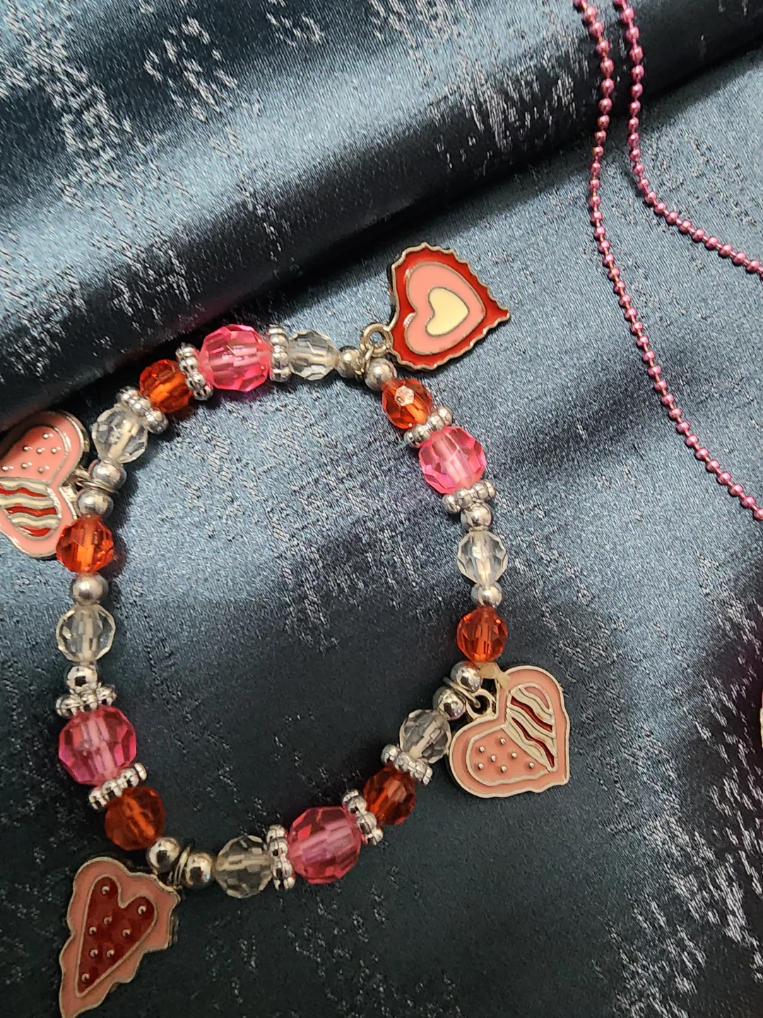 Pink Heart Necklace and Beaded Bracelets Set - photo 3