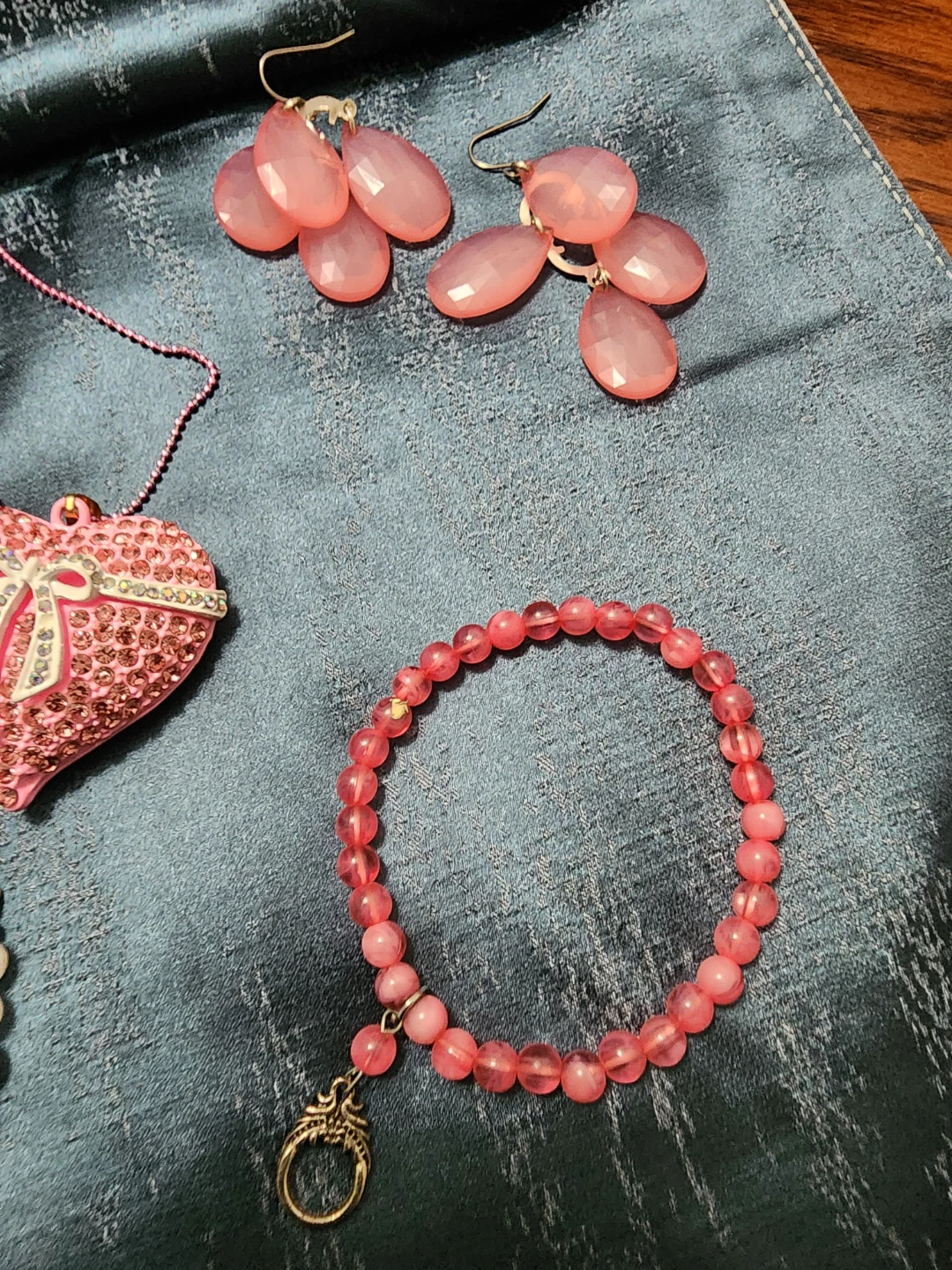 Pink Heart Necklace and Beaded Bracelets Set - photo 4
