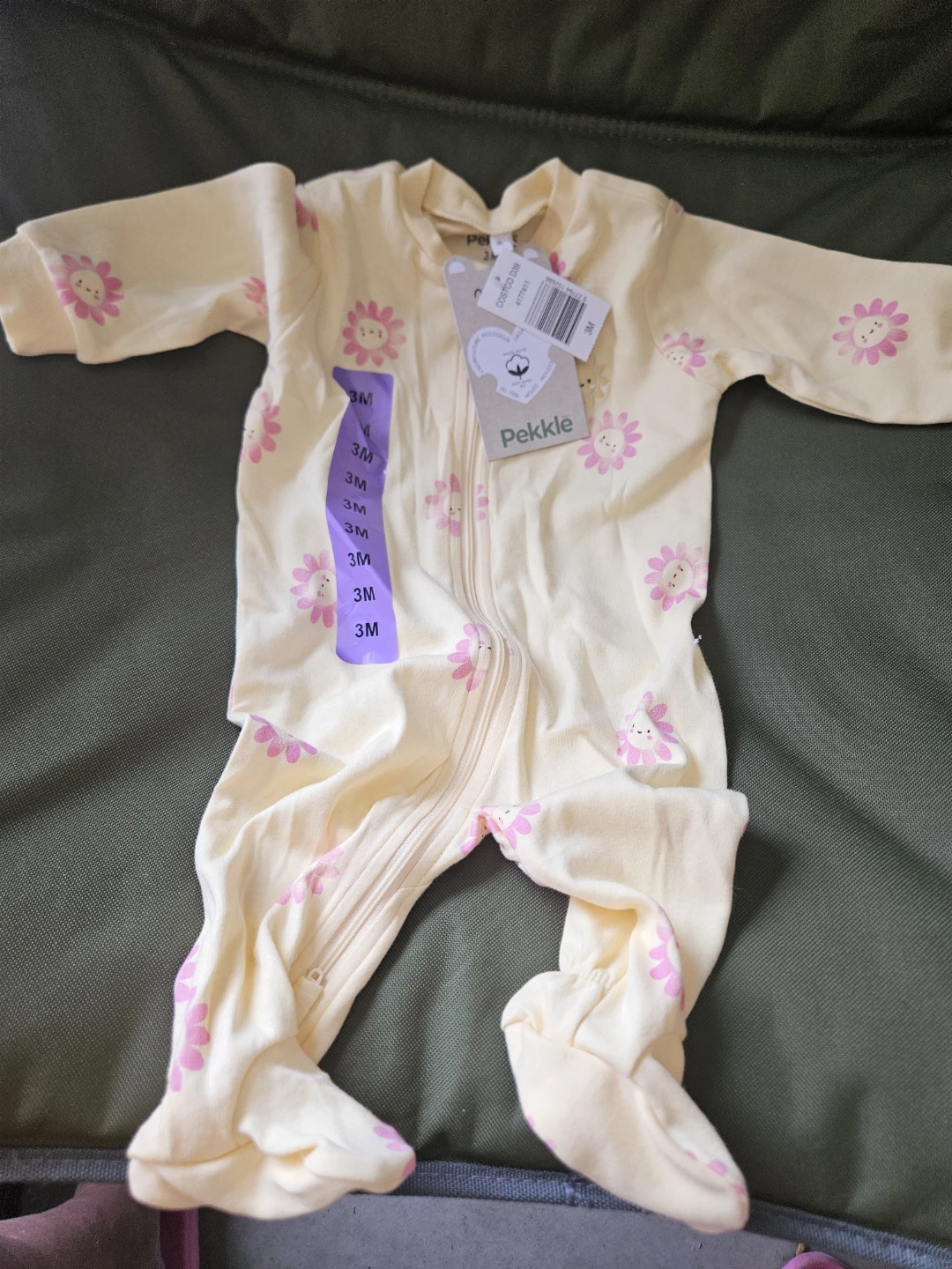 Pekkle Baby Sleepsuit - 3 Months - Yellow Floral
