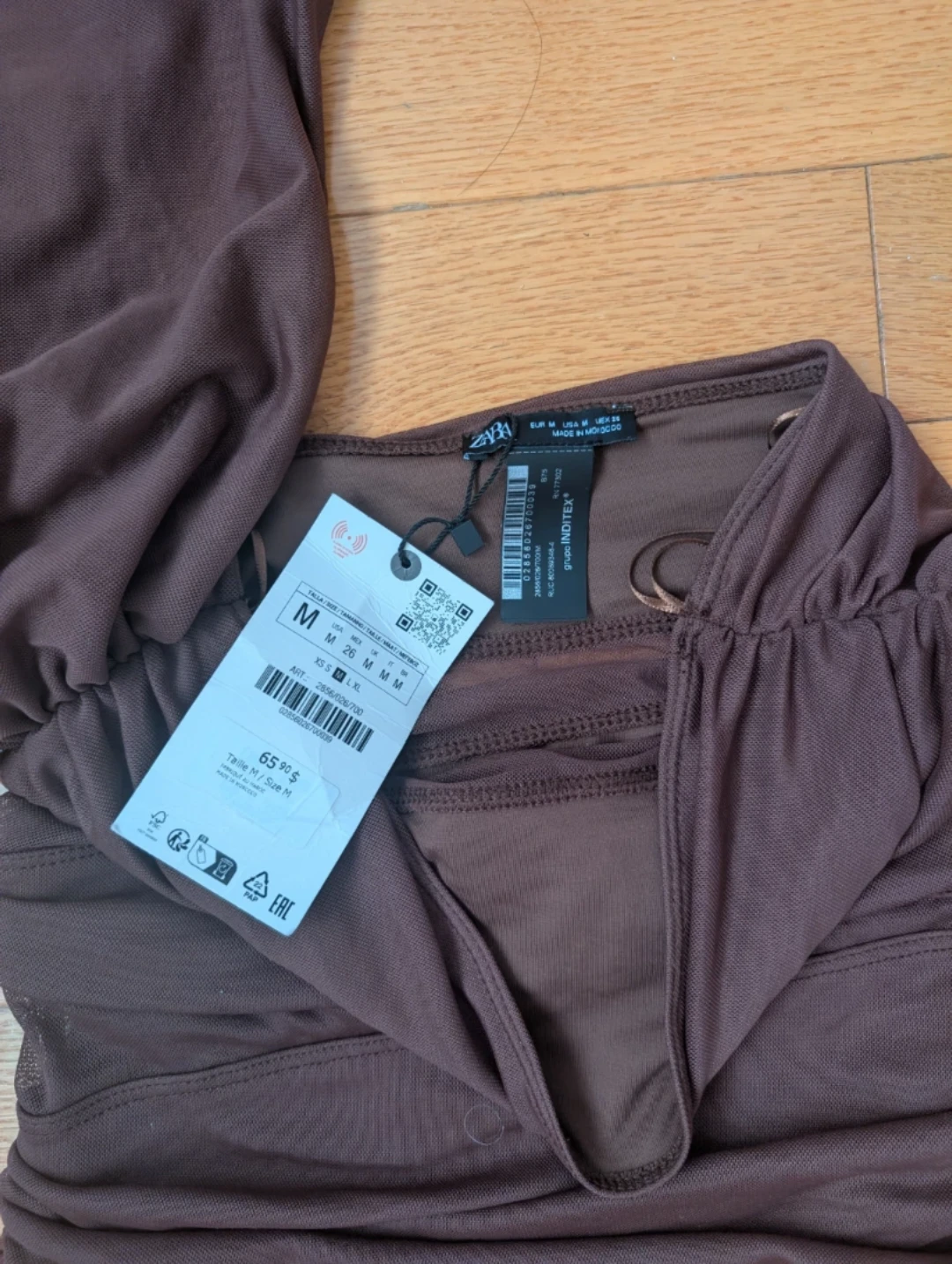 Brand New ZARA Brown Ruched Bodysuit - Size M - photo 2