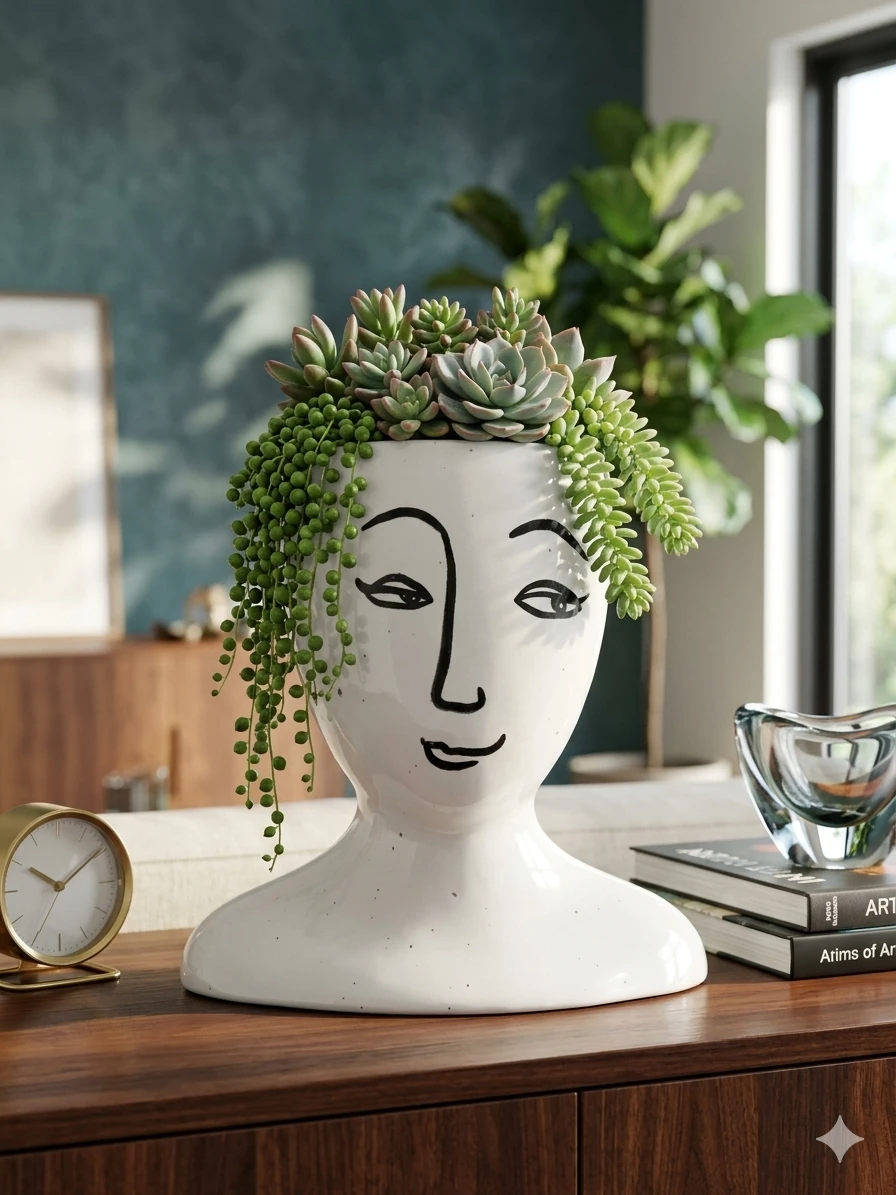 Unique Ceramic Head Planter Pot - photo 2