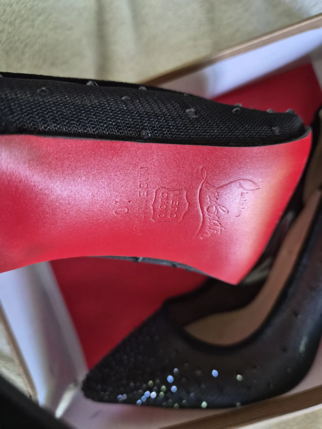 Christian Louboutin Black Mesh Studded Heels - photo 2