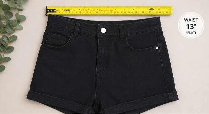 Black Denim High-Waisted Shorts - photo 5
