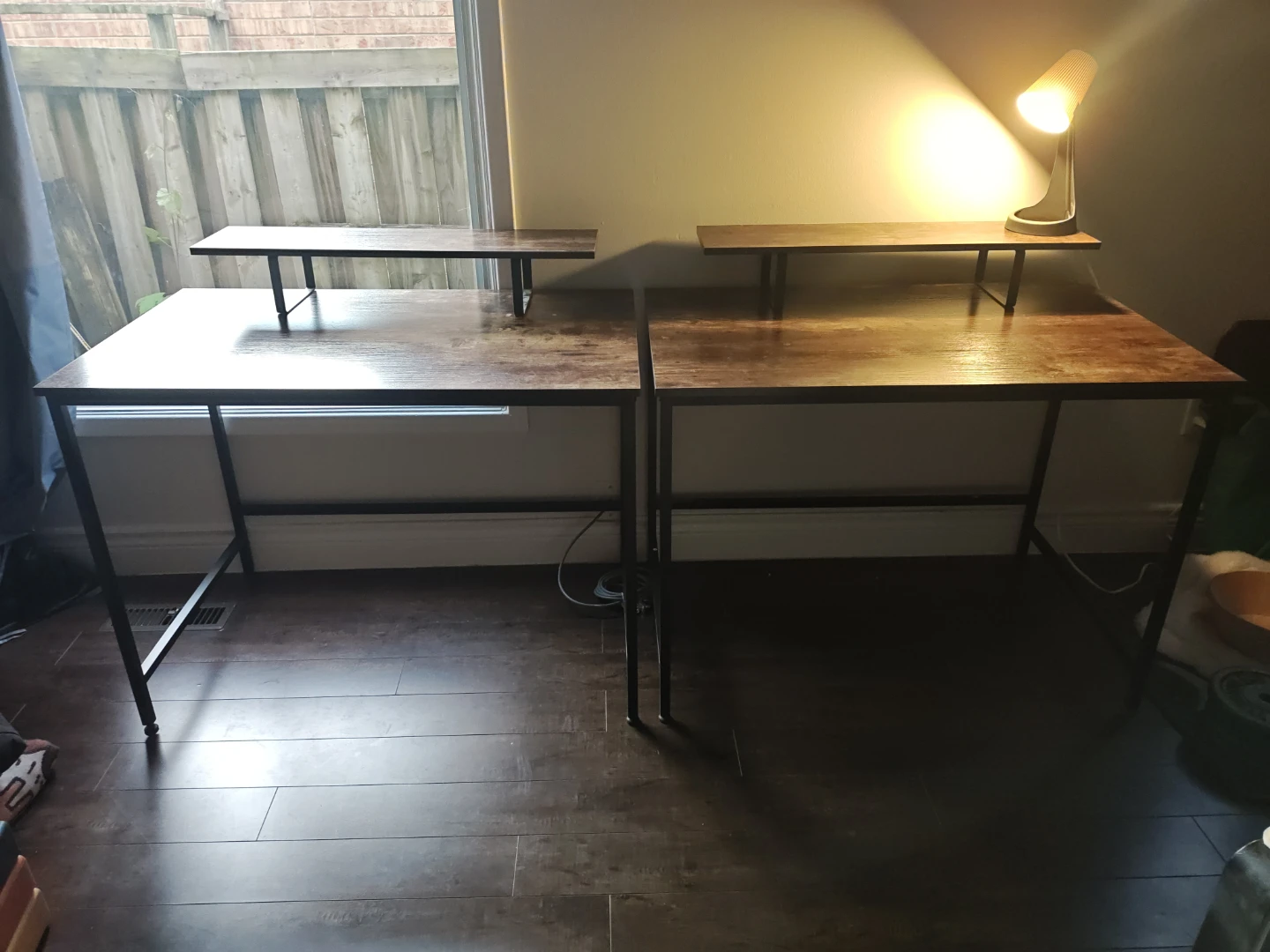 3x Rustic Wood and Metal Computer Desk with Riser - photo 3