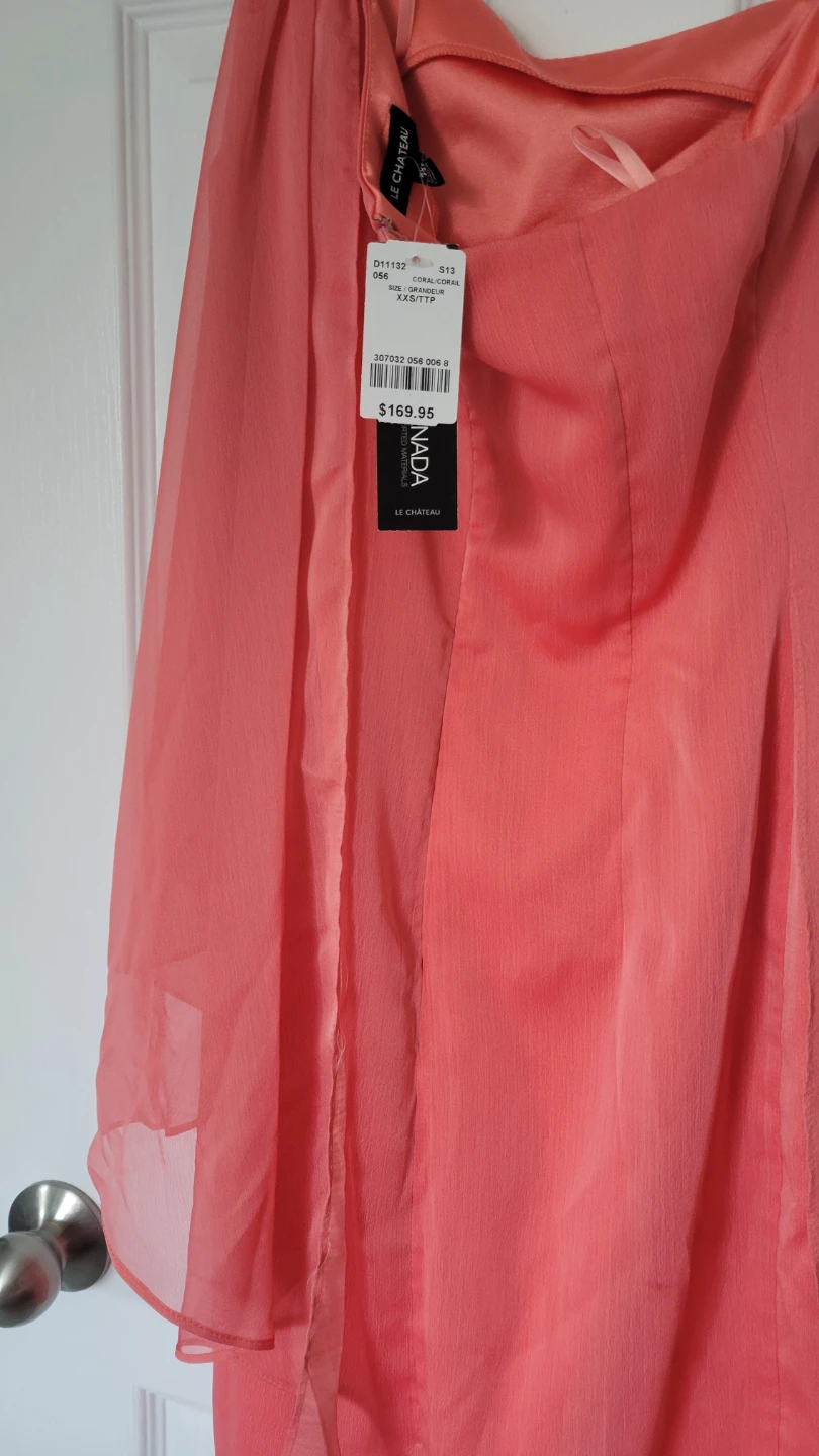 Le Château Coral One-Shoulder Dress - Size S