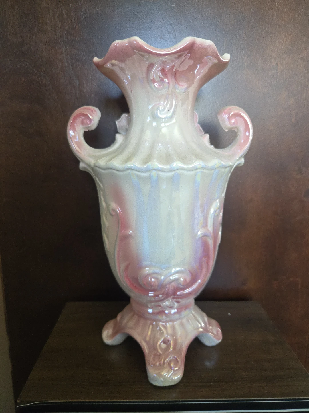 Vintage Pearlescent Pink Floral Vase - photo 2