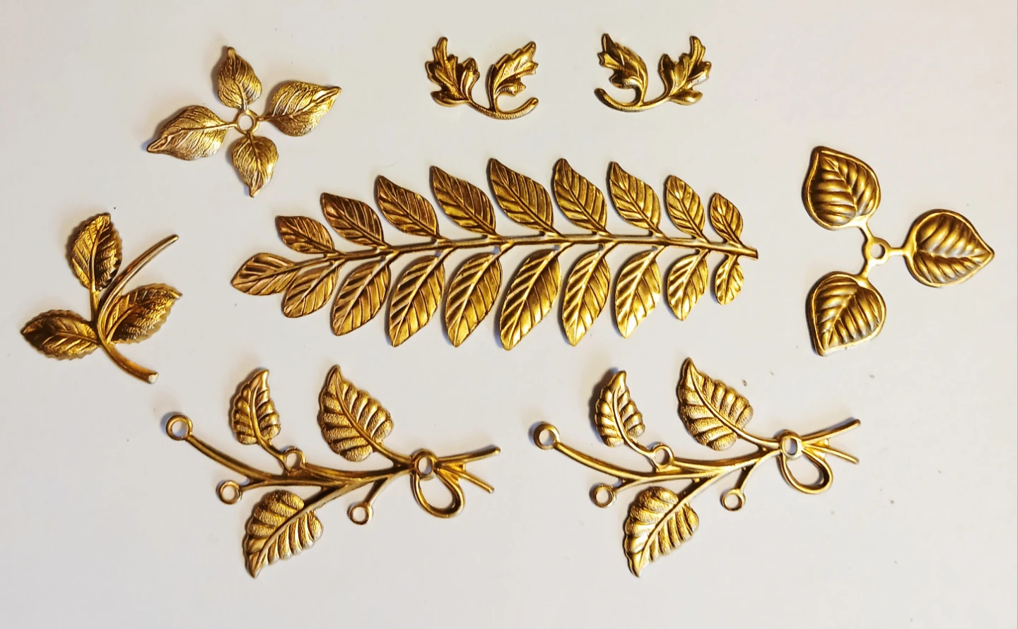 Lot of 8 - Brass Leaf Embellishments filigrees