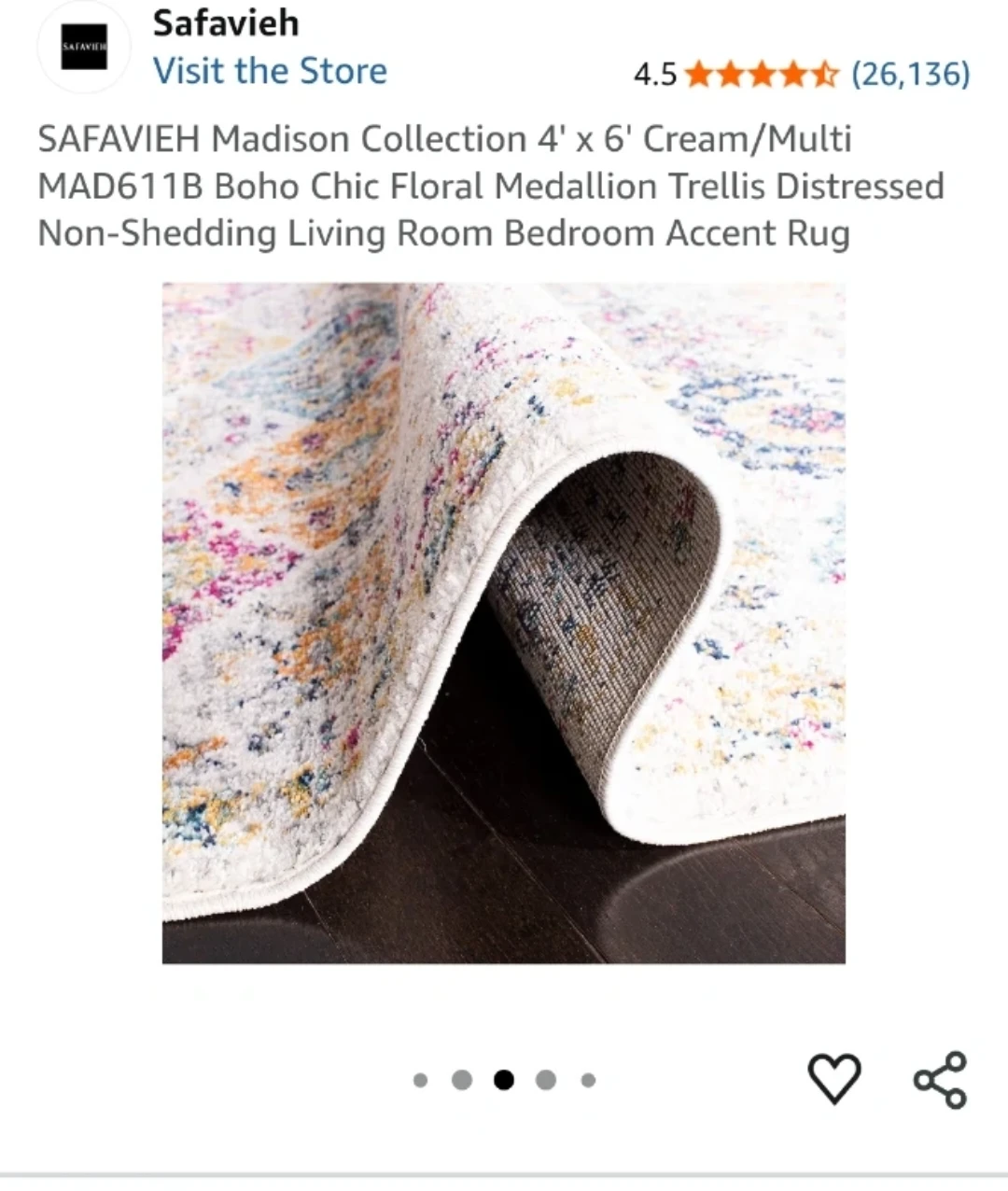 Safavieh Madison Collection 4' x 6' Cream/Multi Rug - photo 3