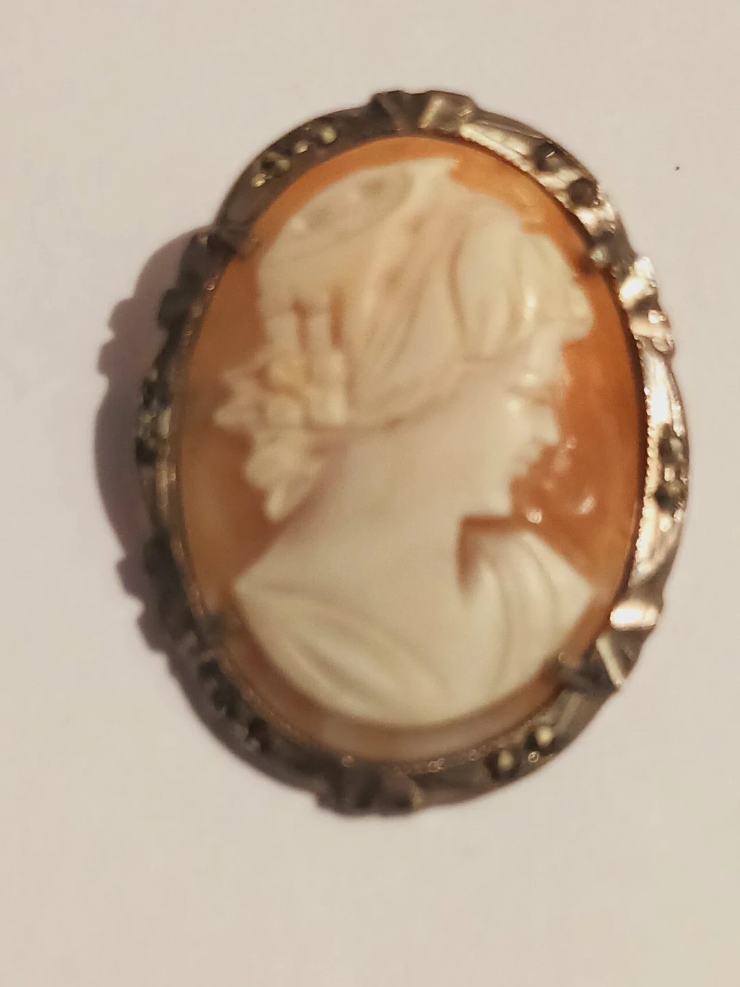 Antique Sculptural 800 Silver Carved Cameo Brooch - photo 2