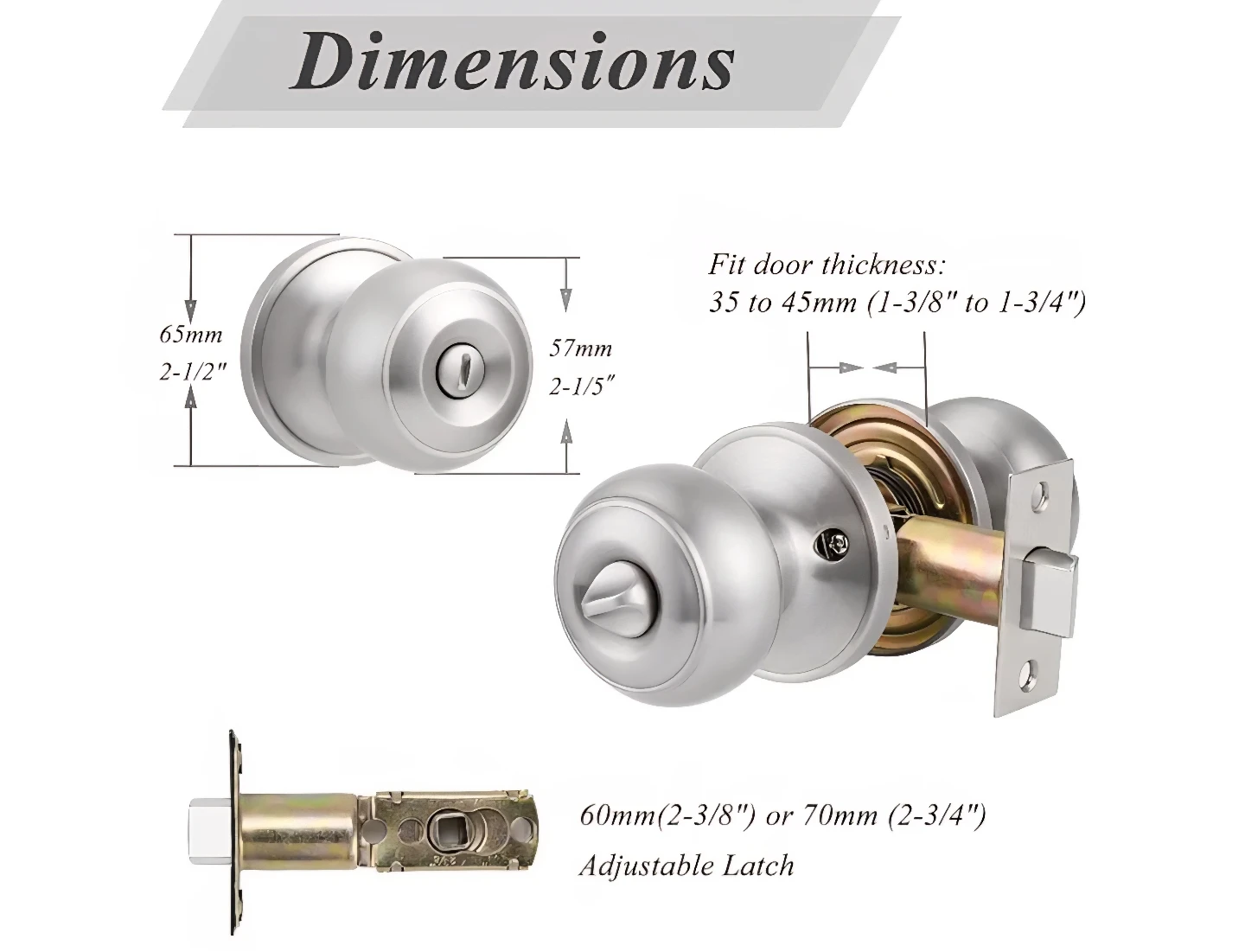 ProBrico 5 Pack Nickel Privacy Door Knobs - photo 3