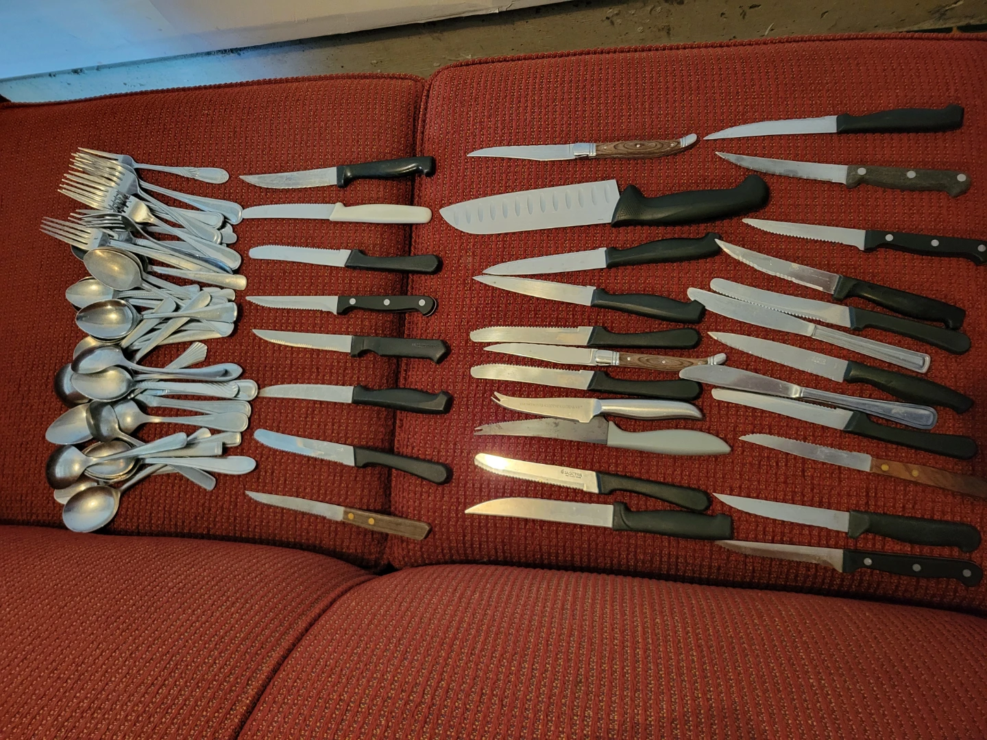 Kitchen Cutlery Lot. Assorted Knives, Forks & Spoons. China Cap.
