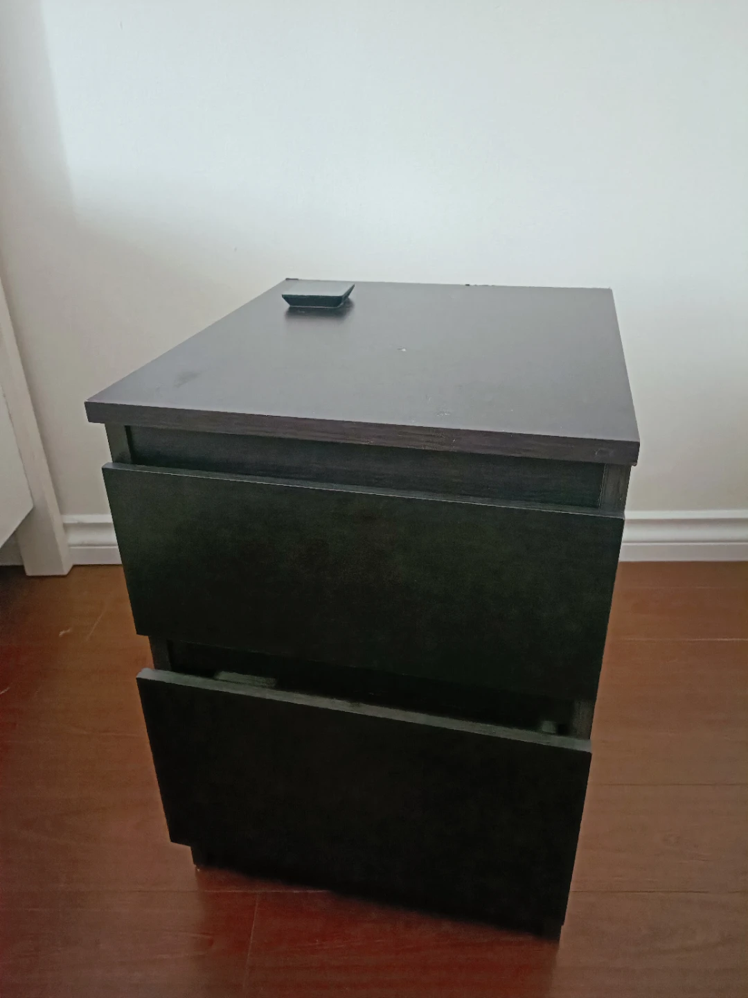 Dark Wood Nightstand with 2 Drawers - photo 2