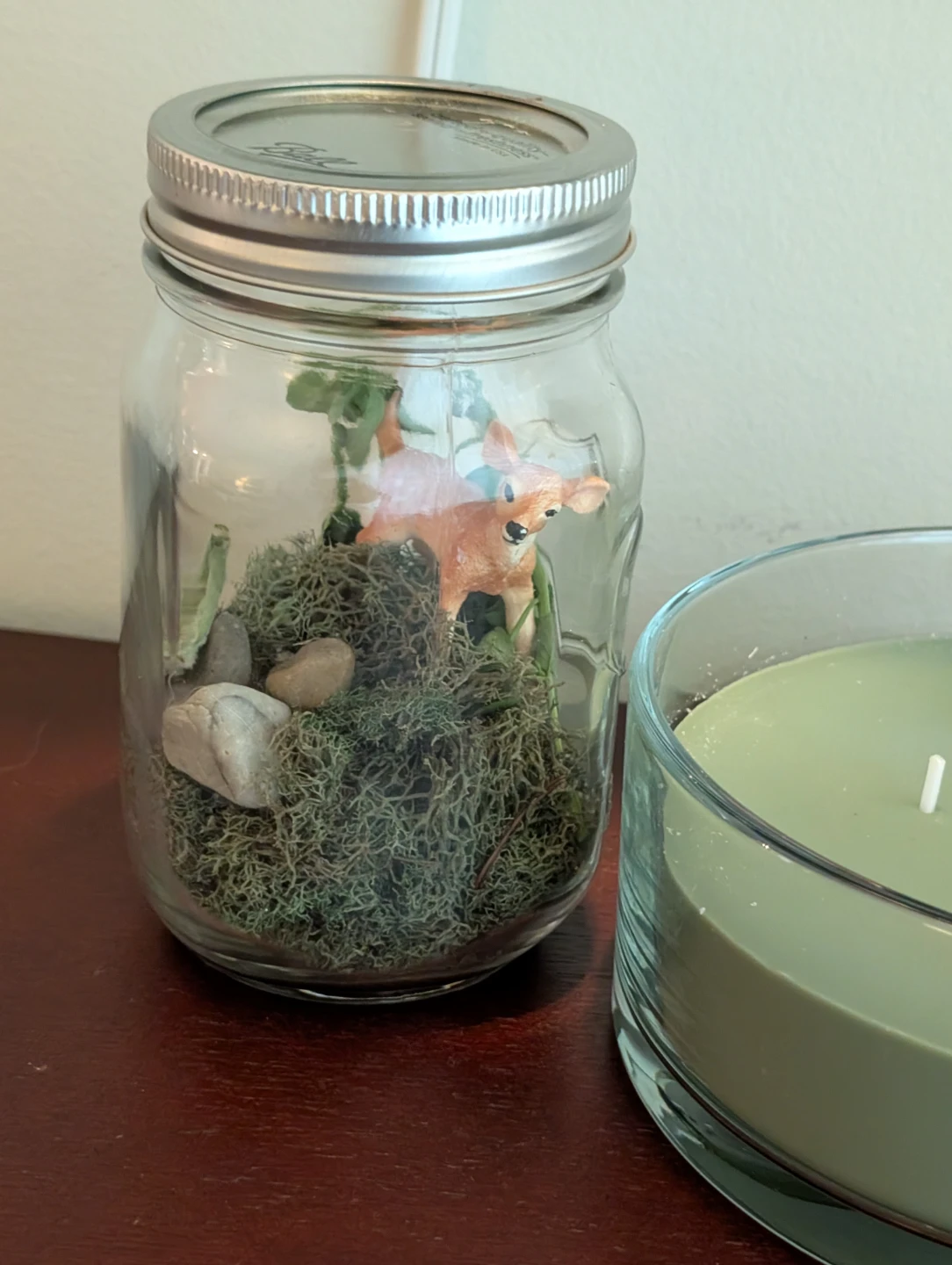 Mason Jar Terrarium with Deer Figurine - photo 3