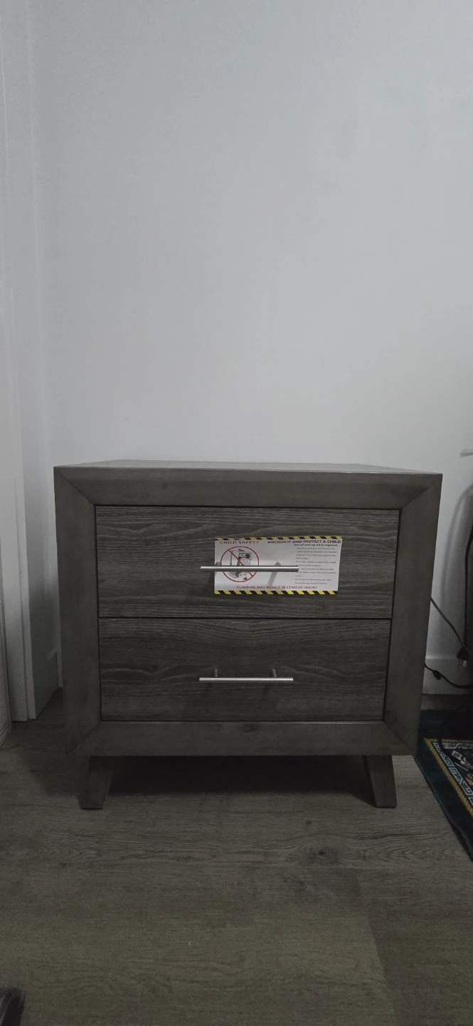 Grey Wood King Bed Frame with Headboard - photo 5