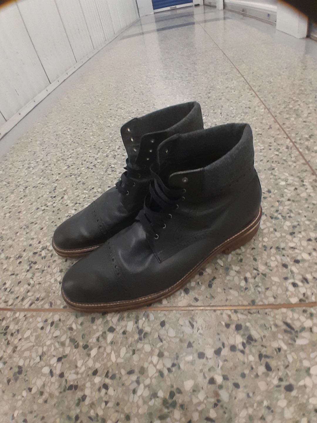 Black Leather Lace-up Boots Est 1850 Men's Size 13