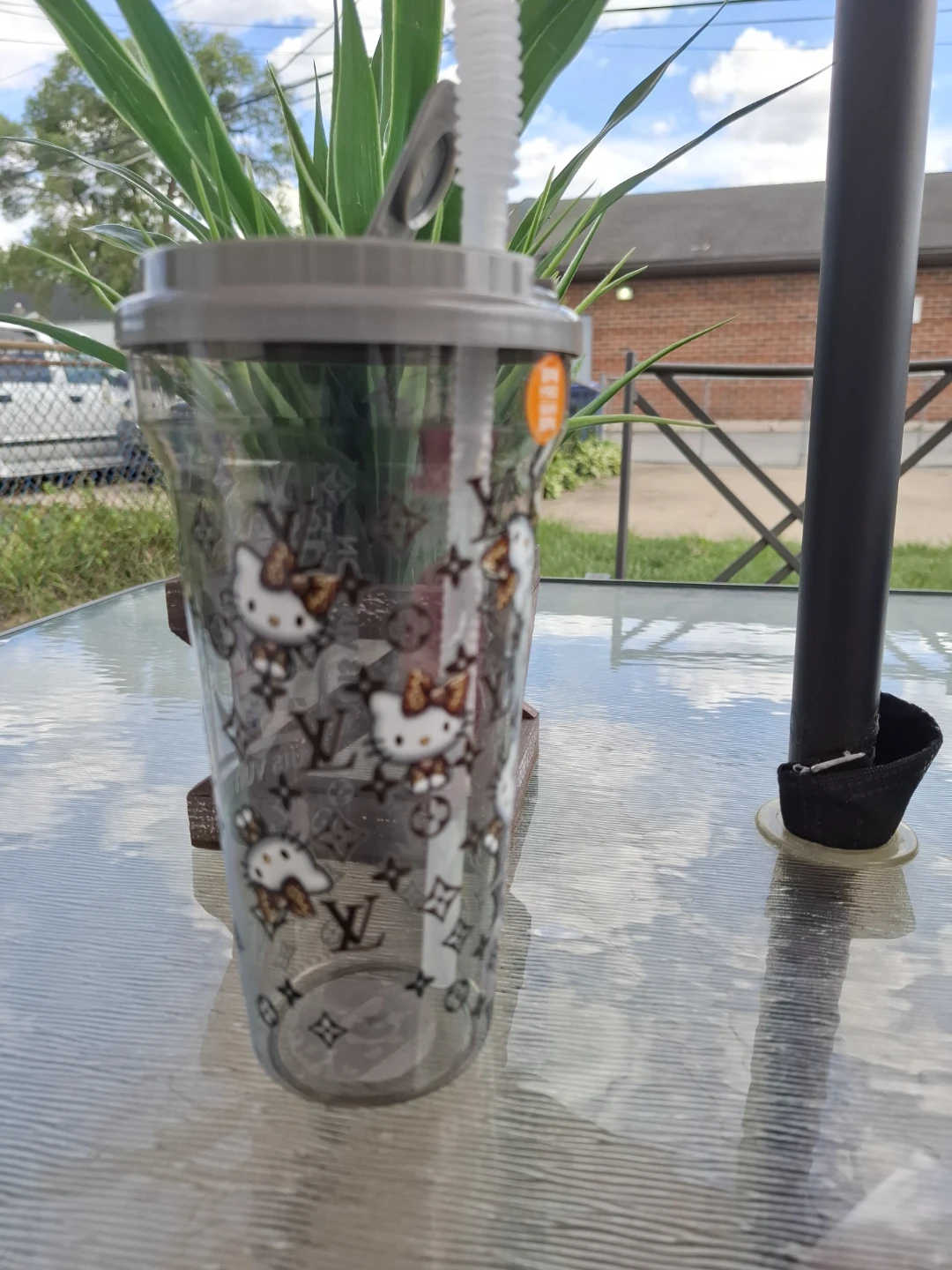 Hello Kitty Louis Vuitton Inspired Tumbler with Straw