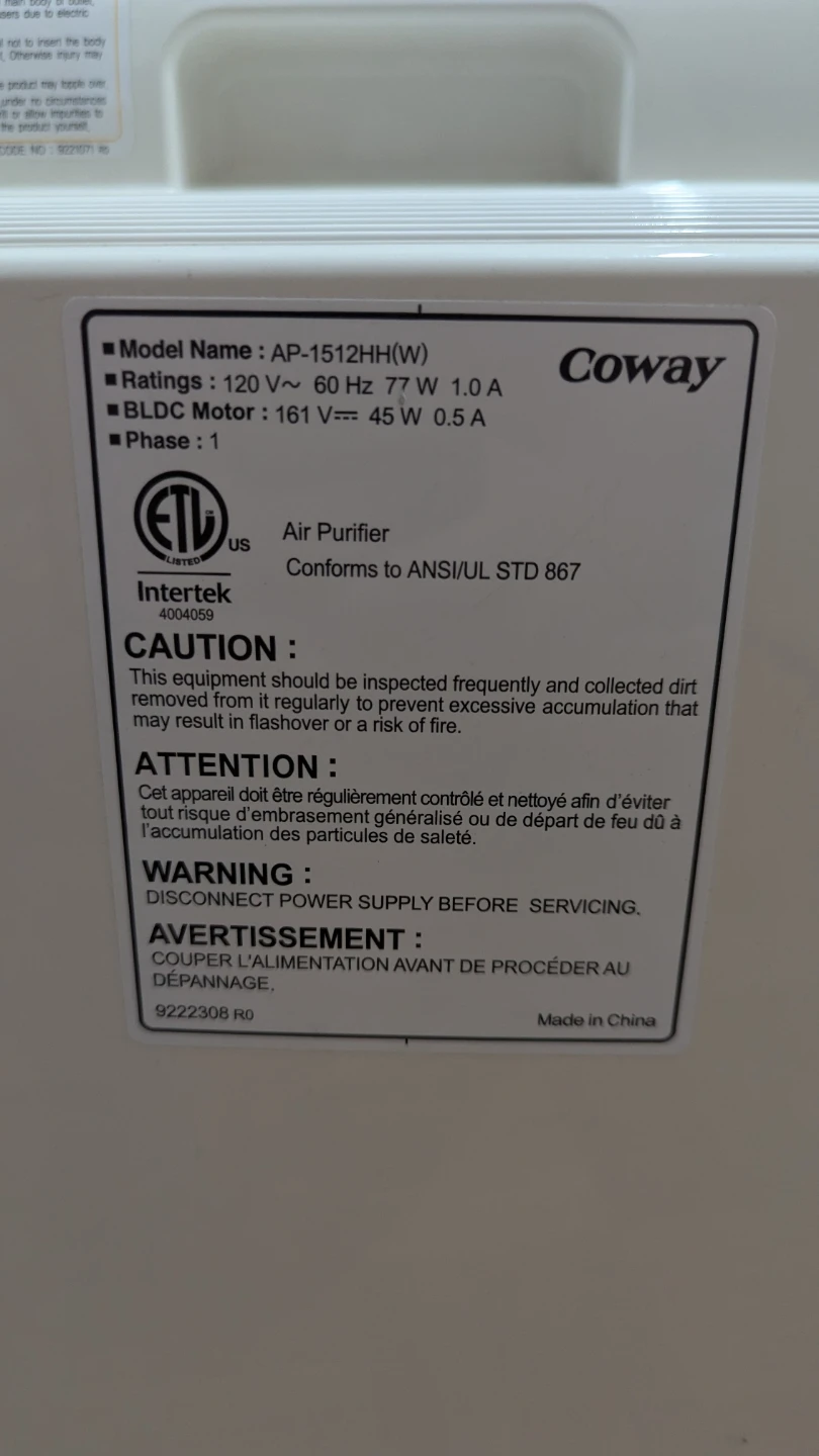 Coway Airmega AP-1512HH(W) True HEPA Purifier with Air Quality - photo 3