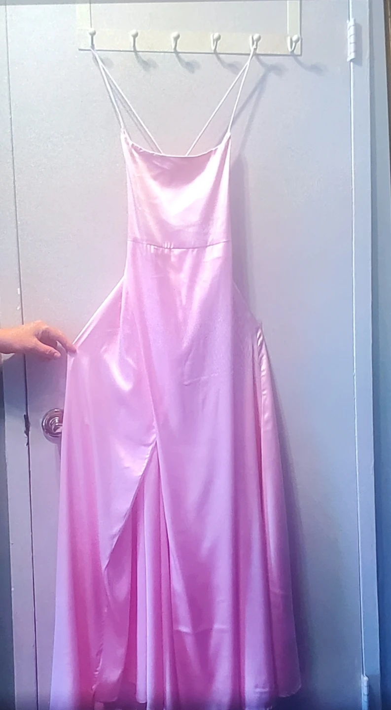Pink Satin Prom / Formal   Dress  W Slit New