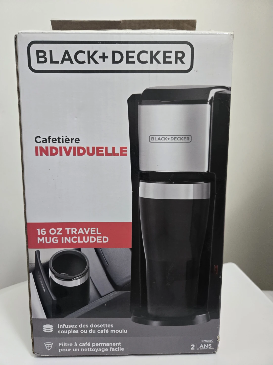BLACK+DECKER Single Serve Coffeemaker with 16oz Travel Mug