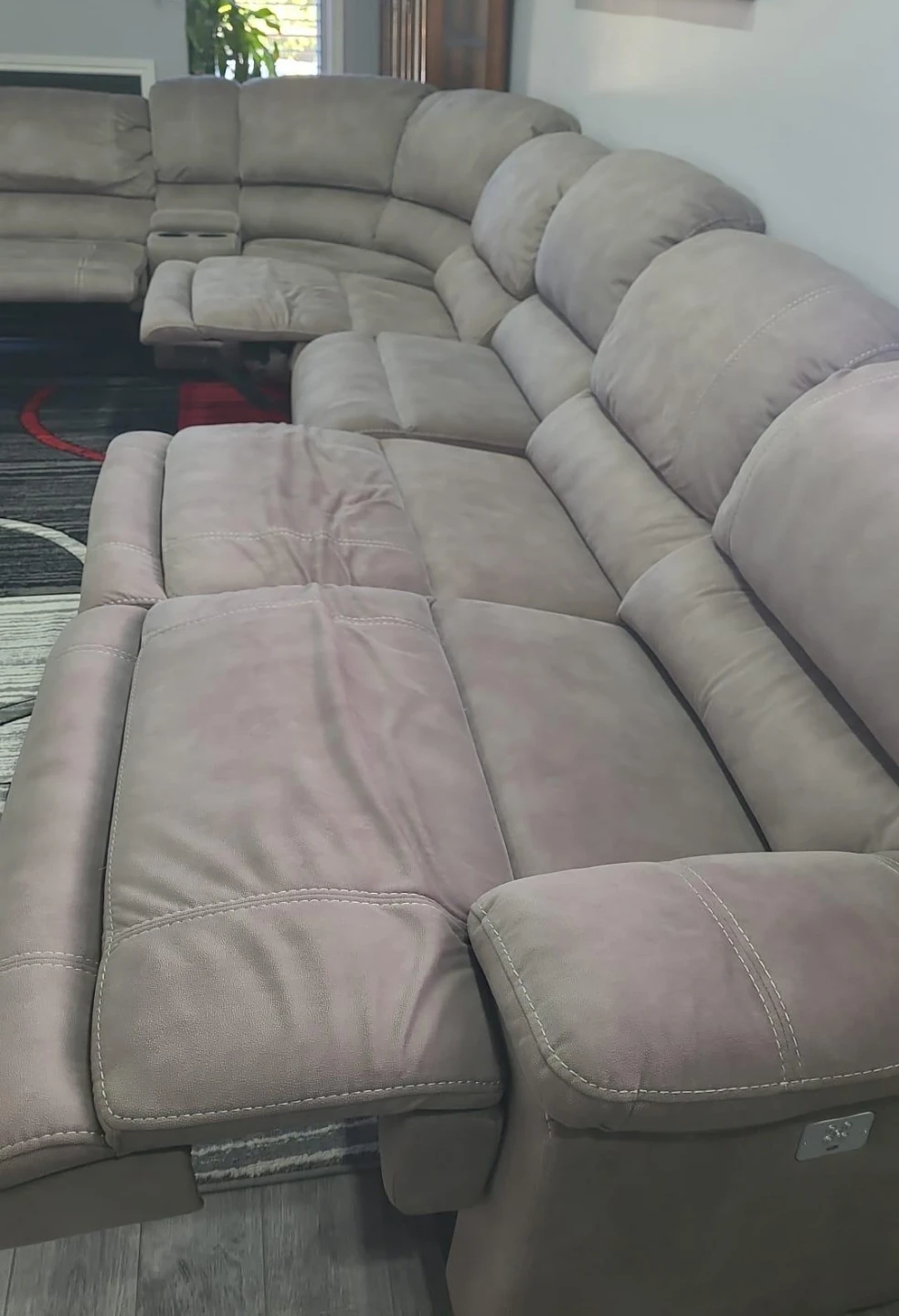 8 Piece large upgraded MicroSuede Reclining sectional . - photo 3