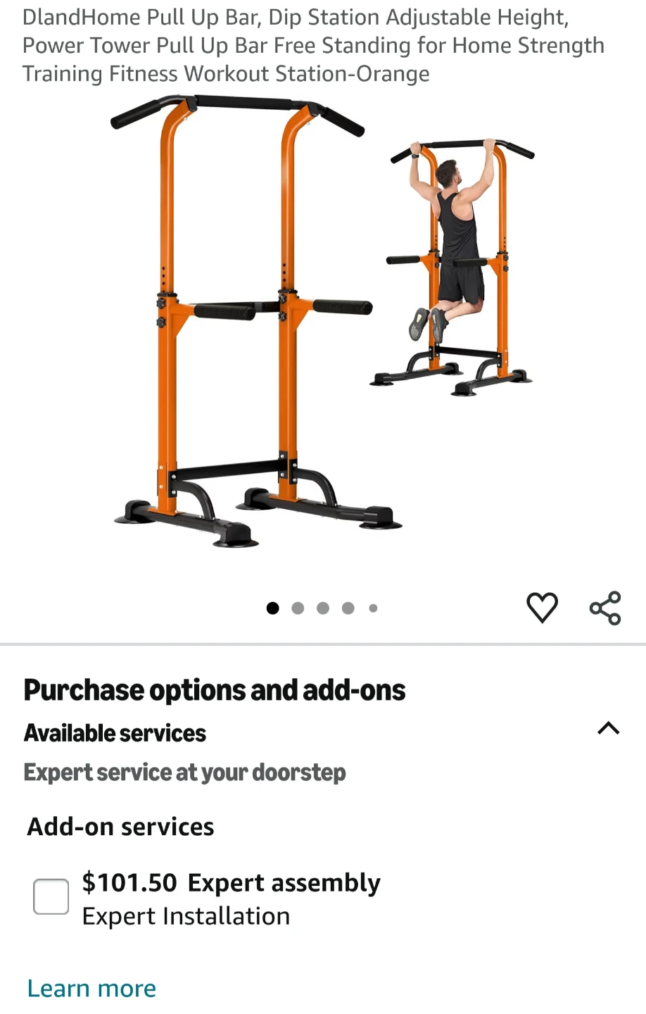 DLandHome Pull Up Bar / Dip Station - Orange