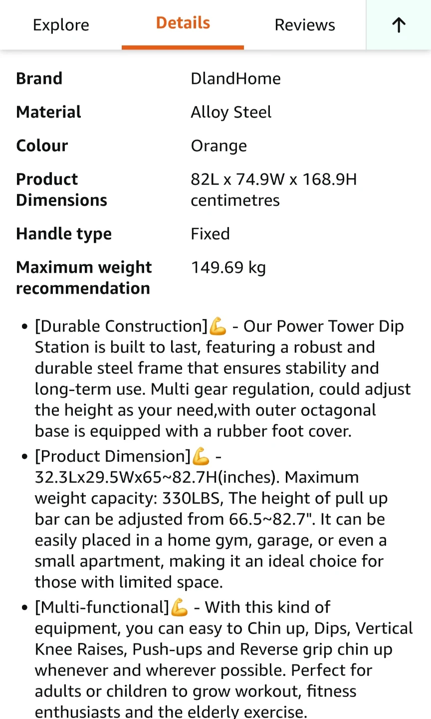 DLandHome Pull Up Bar / Dip Station - Orange - photo 2
