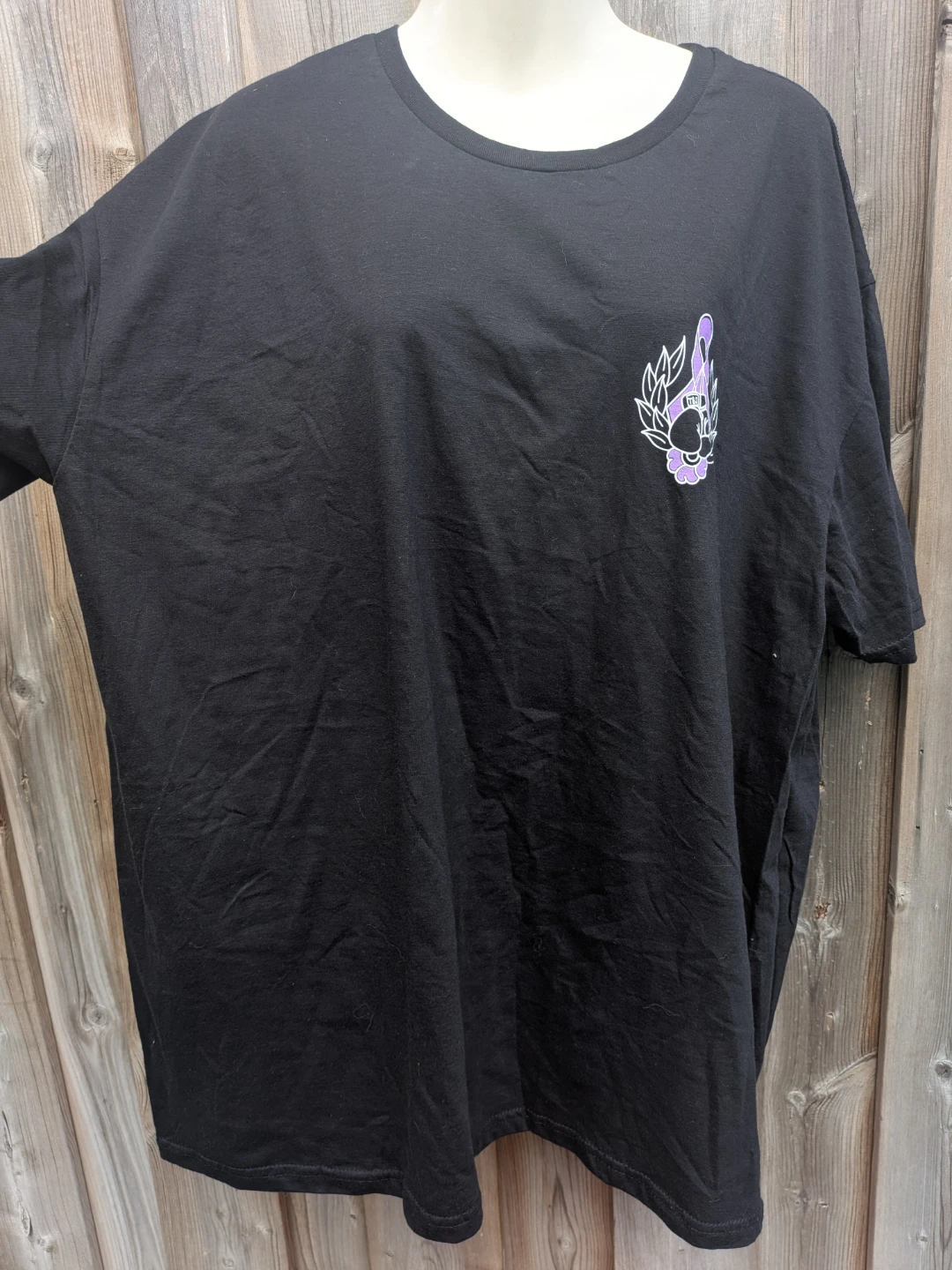Black T-Shirt with Purple Ribbon Graphic 2XL - photo 2