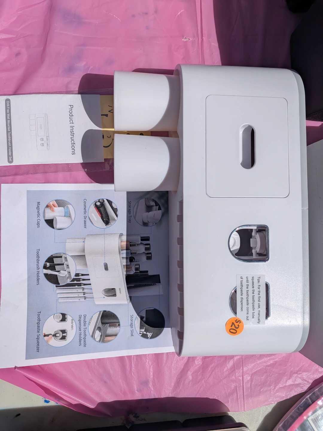 Toothbrush Holder and Dispenser with storage
