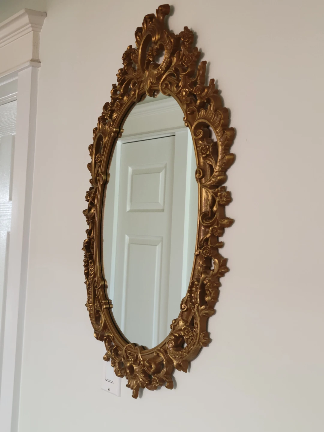 Vintage Syroco Ornate Floral Gold Oval Mirror - photo 2