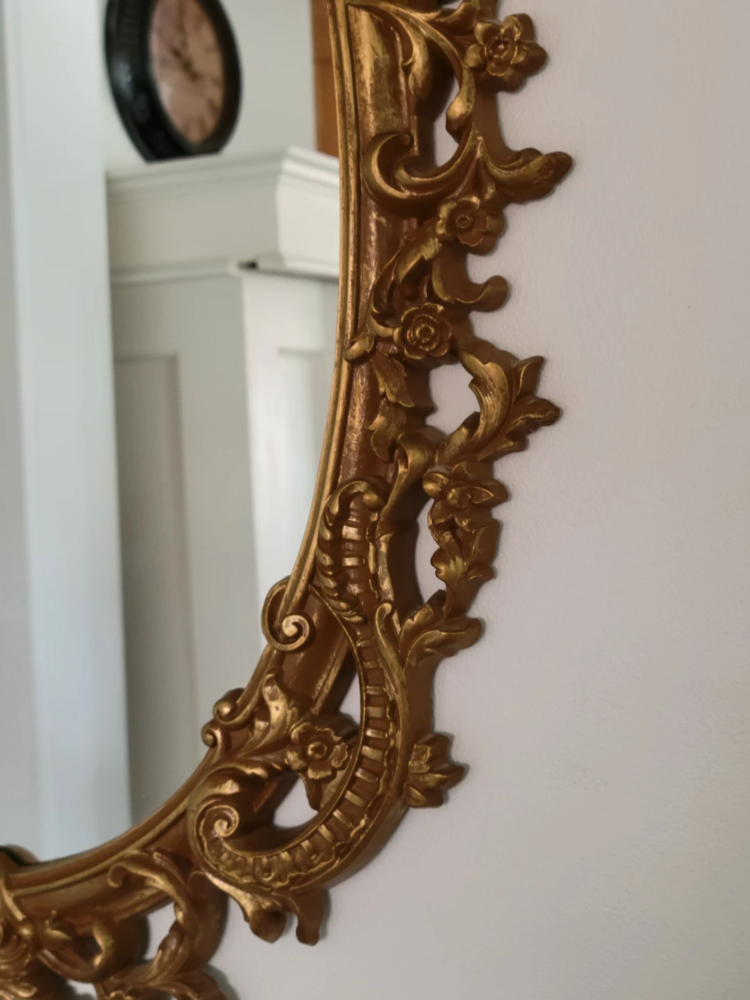 Vintage Syroco Ornate Floral Gold Oval Mirror - photo 3