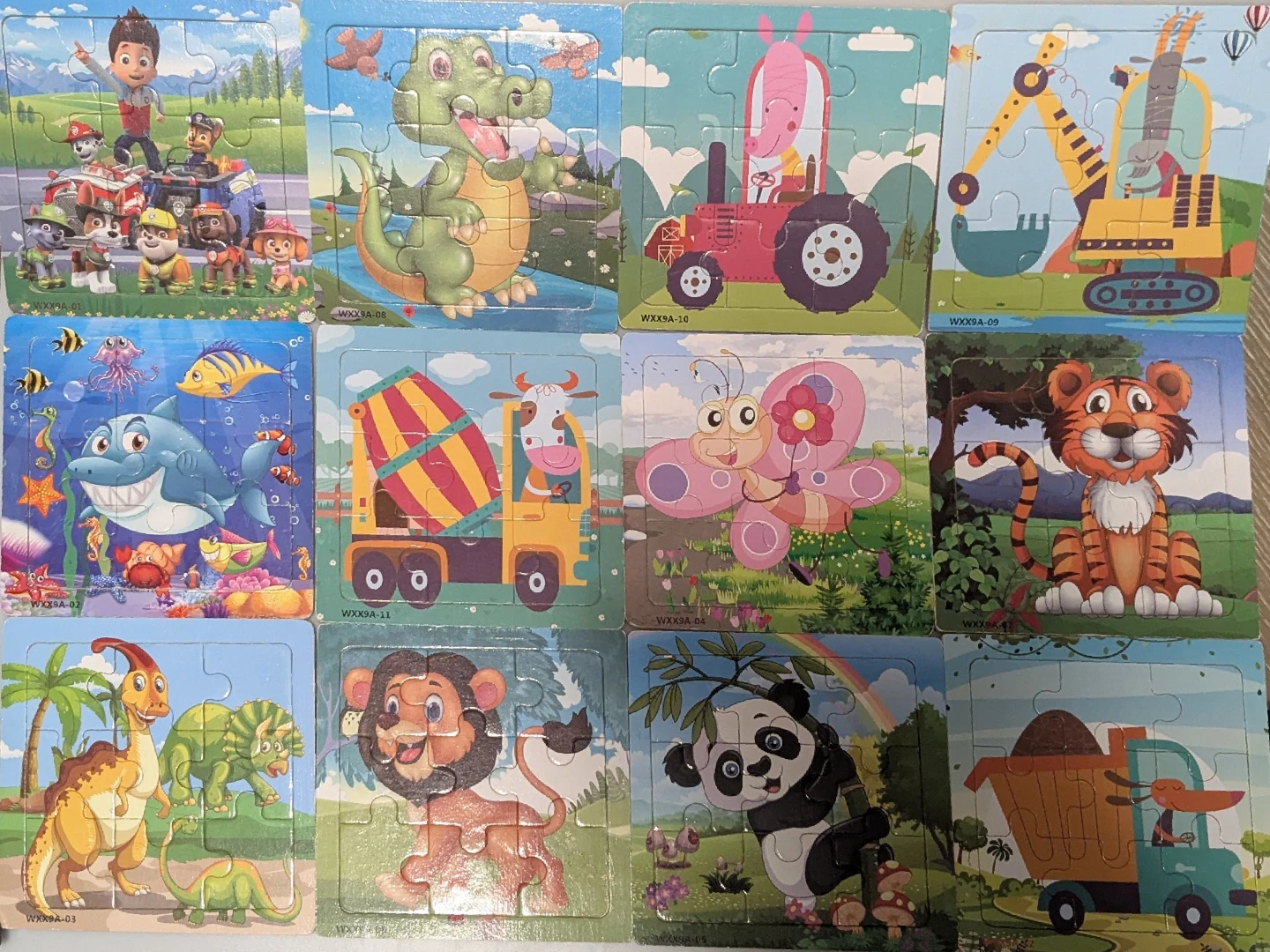 12 toddler wooden puzzles