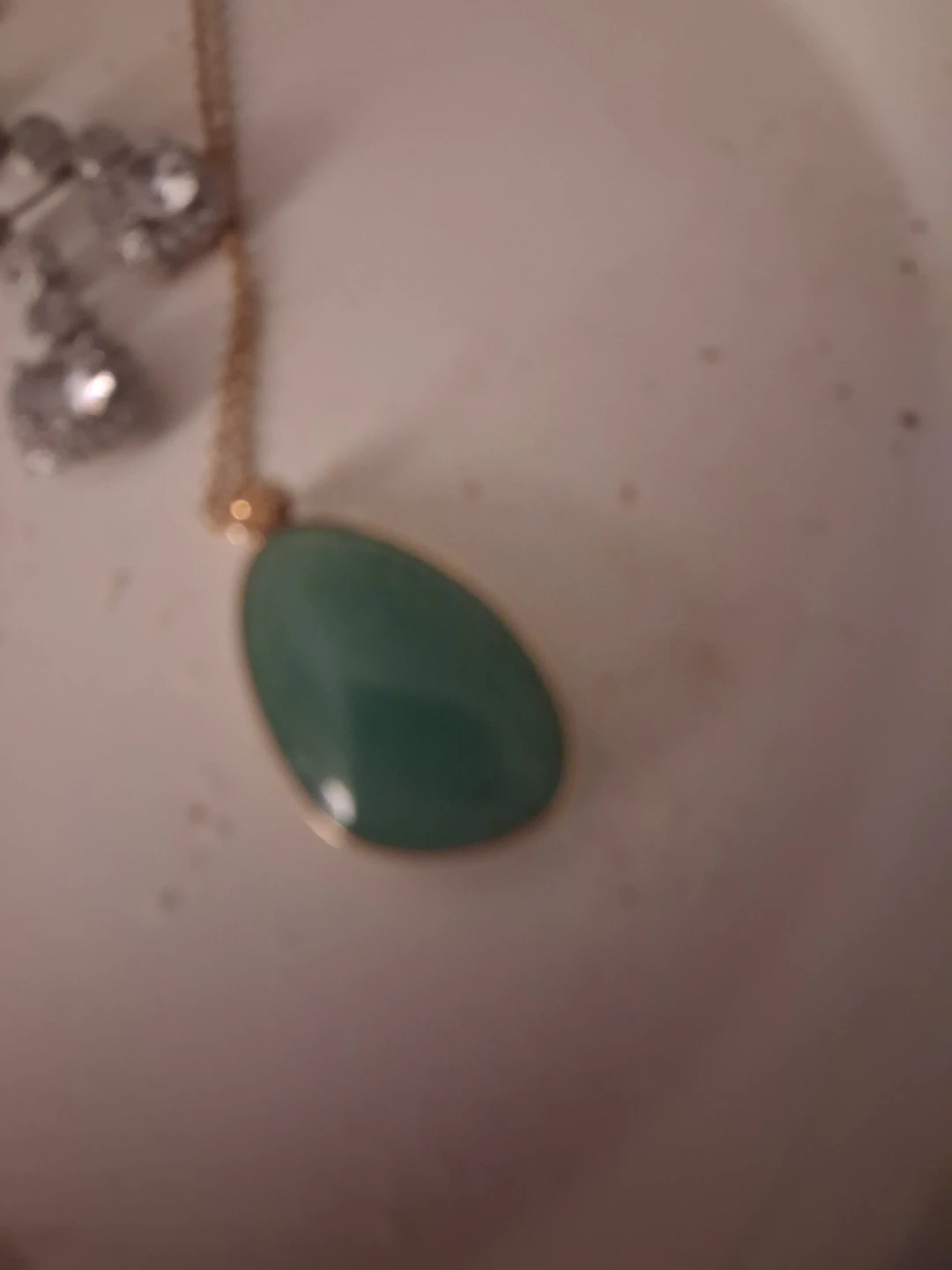 Teardrop Pendant Necklace with Green Stone - photo 3