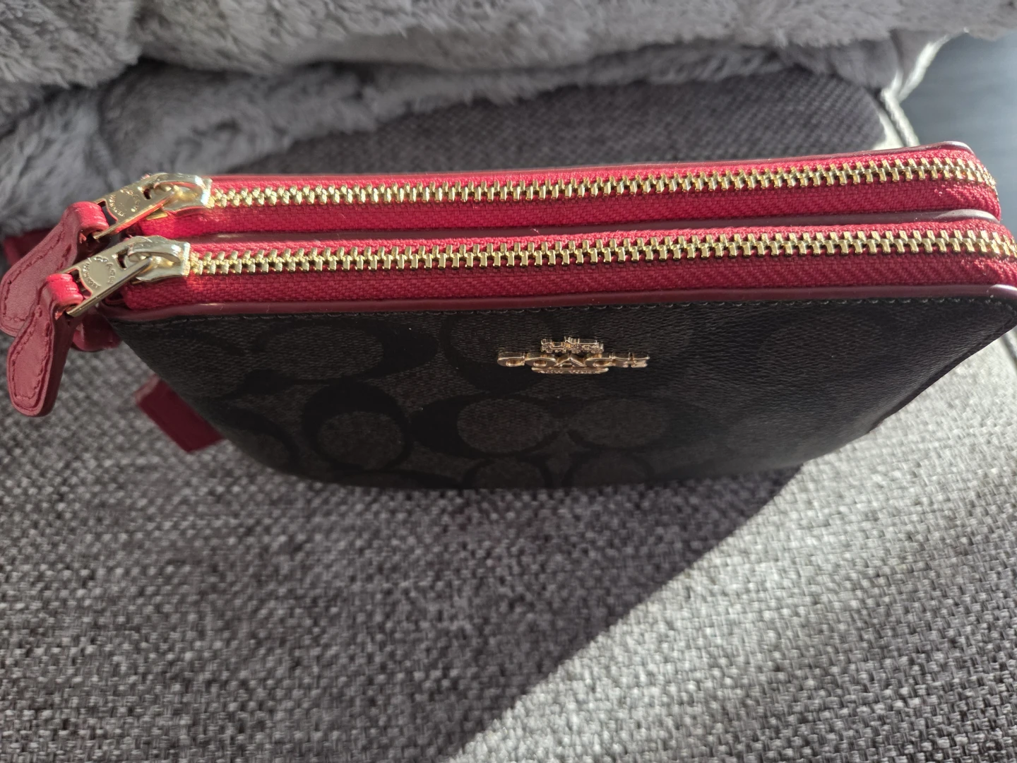 Coach Signature Wristlet - Brown/Red - photo 3