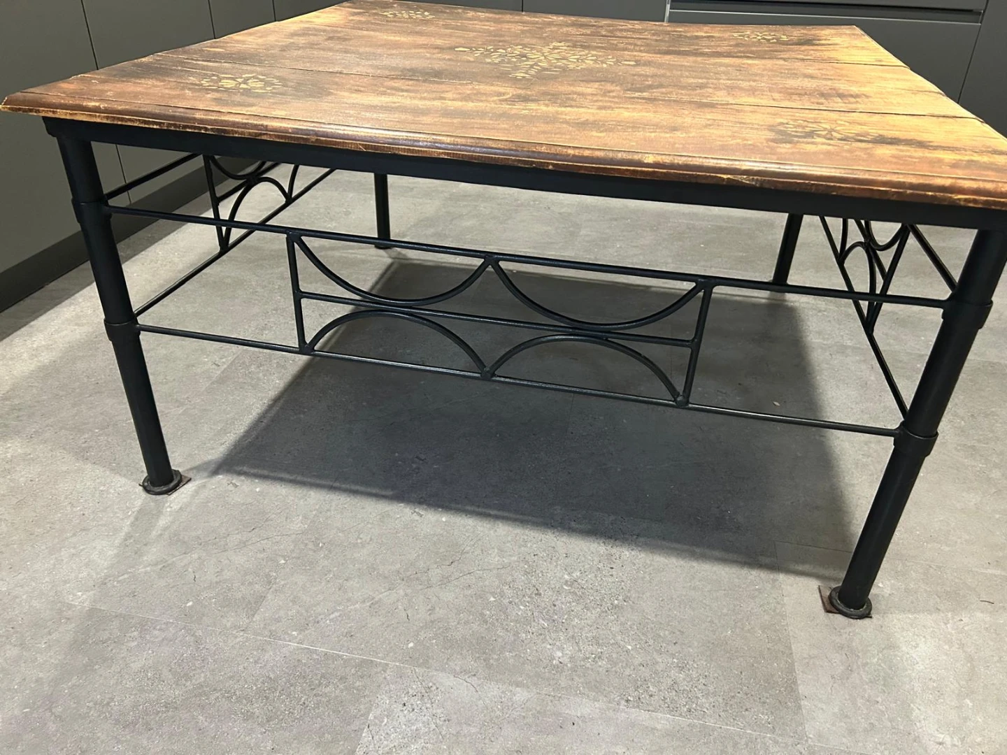 Wooden Table with Metal Base - photo 2