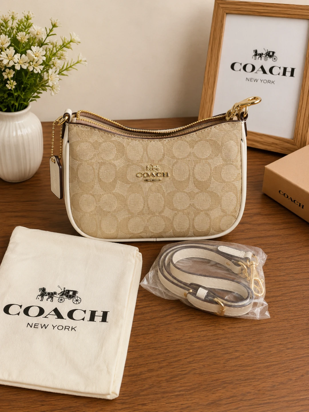 Coach Signature Canvas Wristlet Pouch